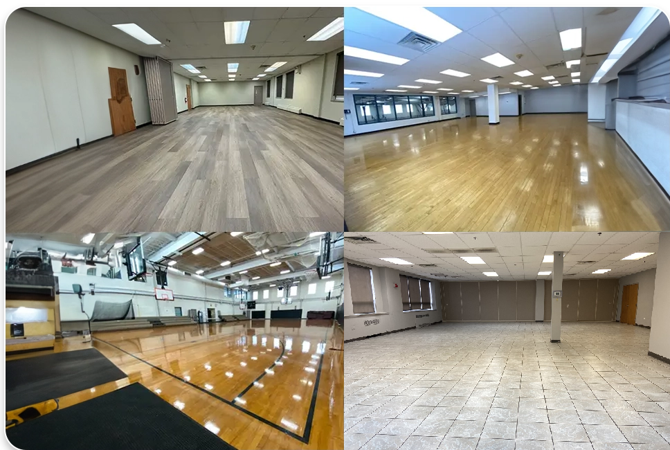 A collage of different pictures with various floors.
